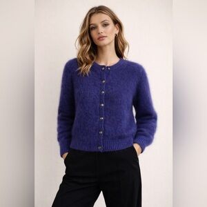 Luxurious Irish brand Vintage Avoca Mohair Knit Cardigan purple-blue hue sz M/L